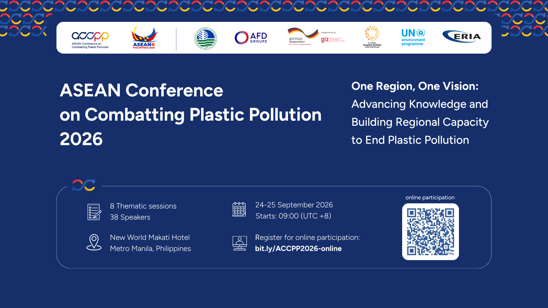 ASEAN Conference on Combatting Plastic Pollution 2026: 'One Region, One Vision: Advancing Knowledge and Building Regional Capacity to End Plastic Pollution'