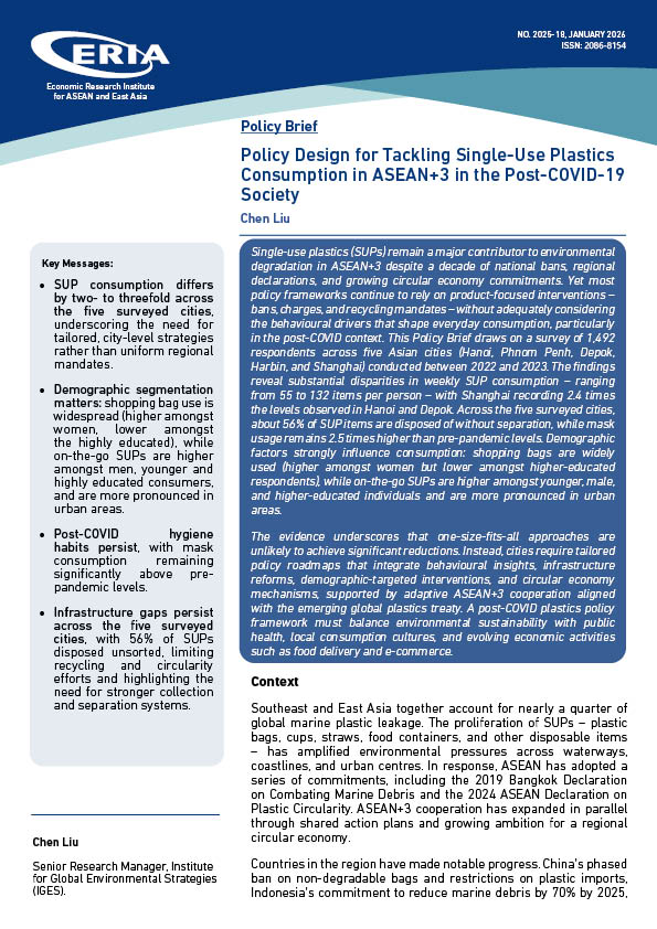 Policy Design for Tackling Single-Use Plastics Consumption in ASEAN+3 in the Post-COVID-19 Society