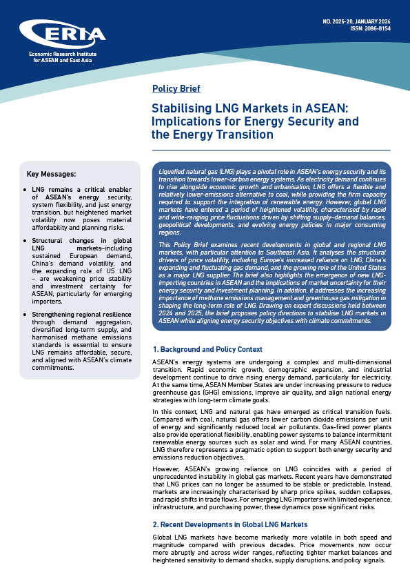 Stabilising LNG Markets in ASEAN: Implications for Energy Security and the Energy Transition